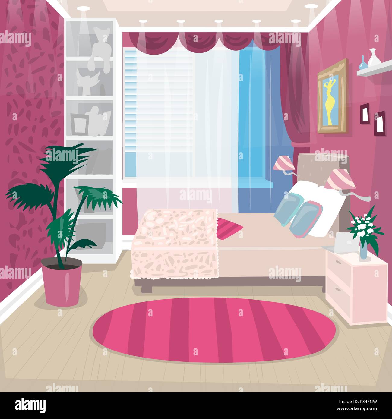 Room for girl. House bedroom for girl kid children cartoon vector  appartment Stock Vector Image & Art - Alamy
