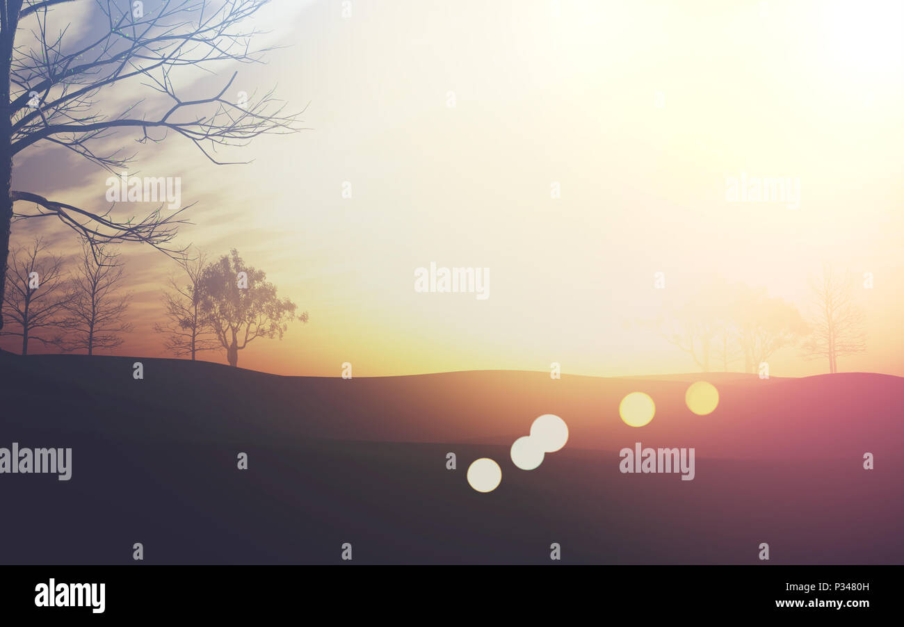 3d landscape tree retro hi-res stock photography and images - Alamy
