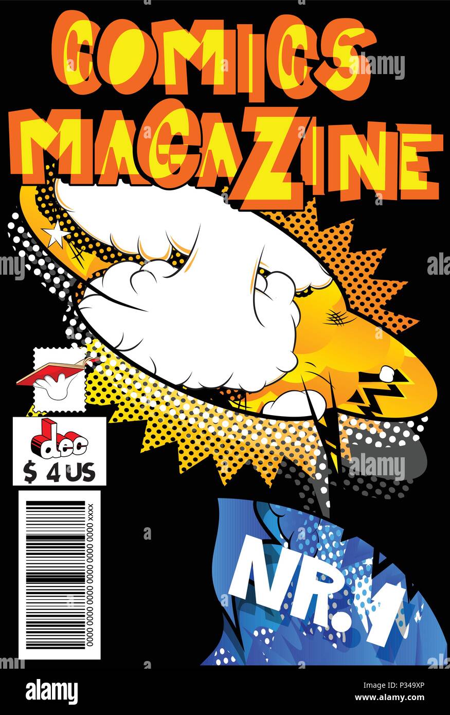 Editable comic book cover with abstract background. Stock Vector
