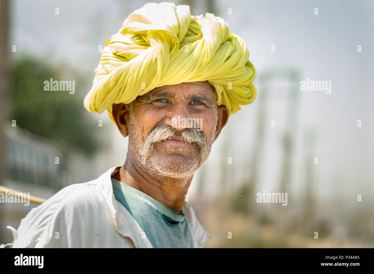 Man in the streets of Gurgaon, India. Stock Photo