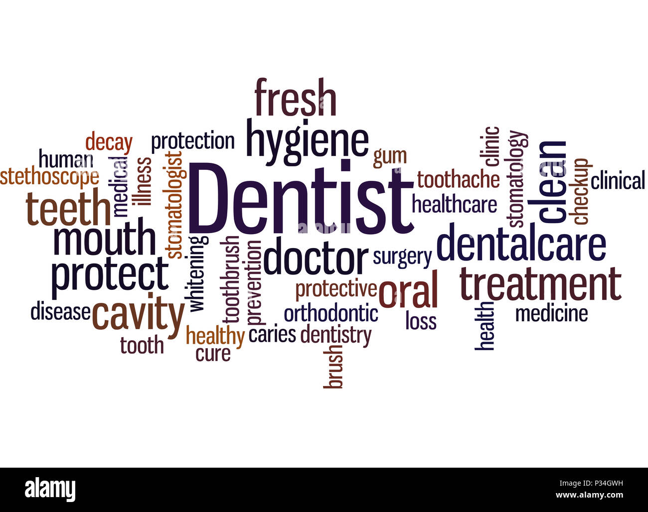 Dentist, word cloud concept on white background. Stock Photo