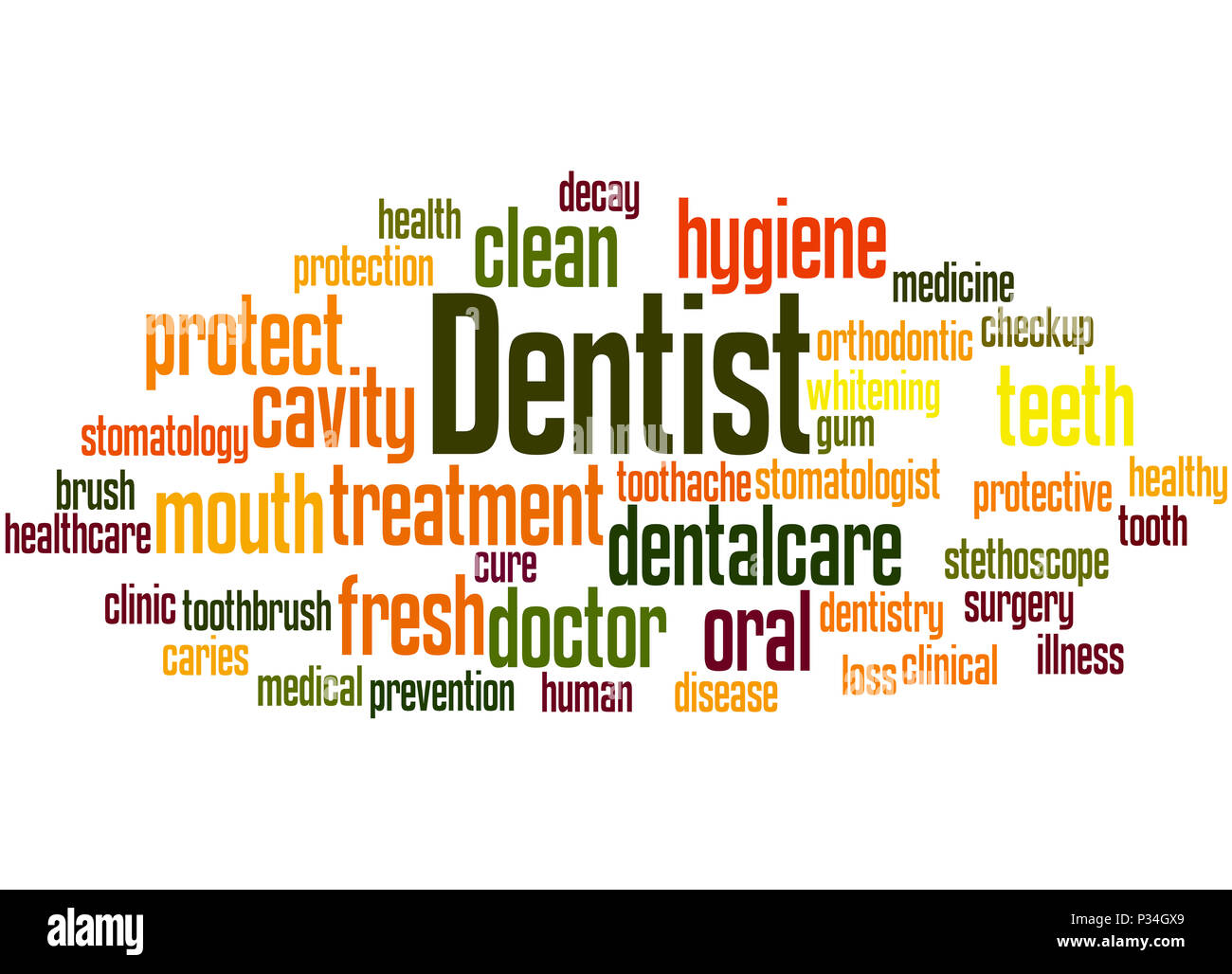 Dentist, word cloud concept on white background. Stock Photo