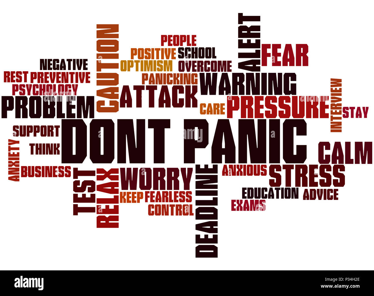 Dont Panic, word cloud concept on white background. Stock Photo