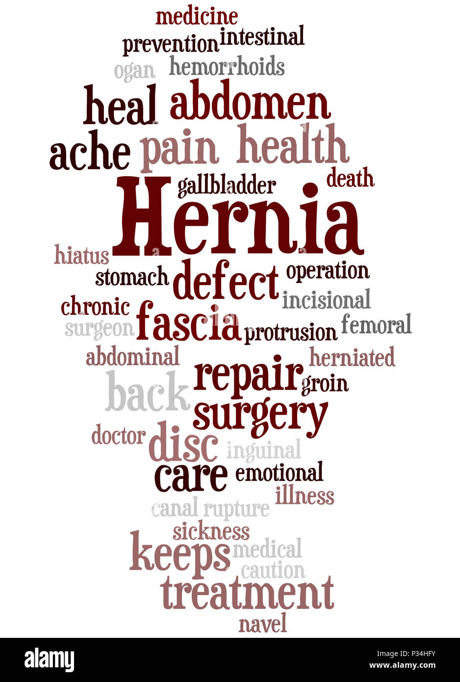 Hernia, word cloud concept on white background. Stock Photo