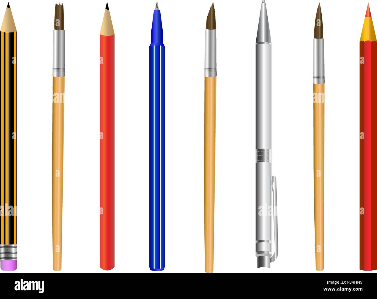 pencil pen brush isolated on white background vector illustration Stock Vector