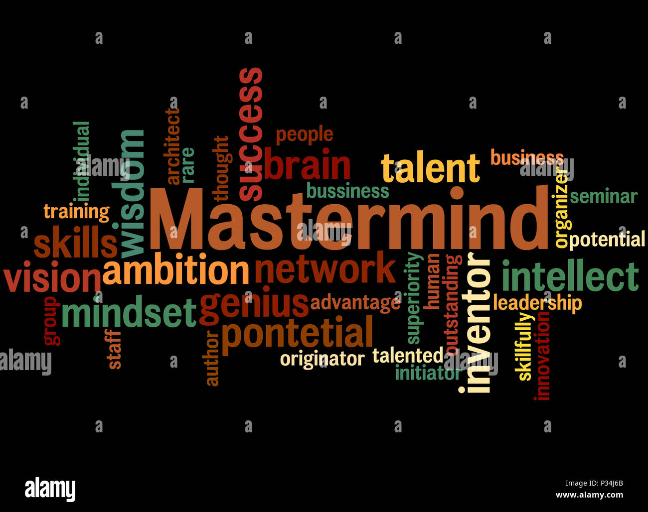 Mastermind, word cloud concept on black background Stock Photo - Alamy