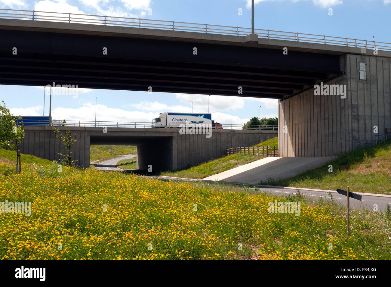 M6 motorway flyovers at Catthorpe Interchange, Leicestershire, England, UK Stock Photo