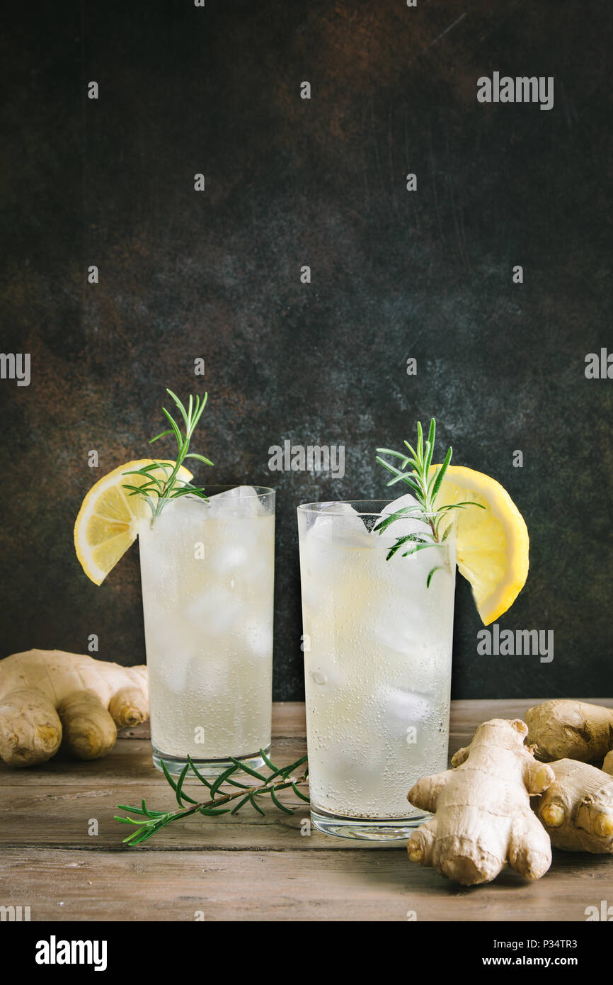 Ginger Ale or Kombucha in Bottle Homemade lemon and ginger organic