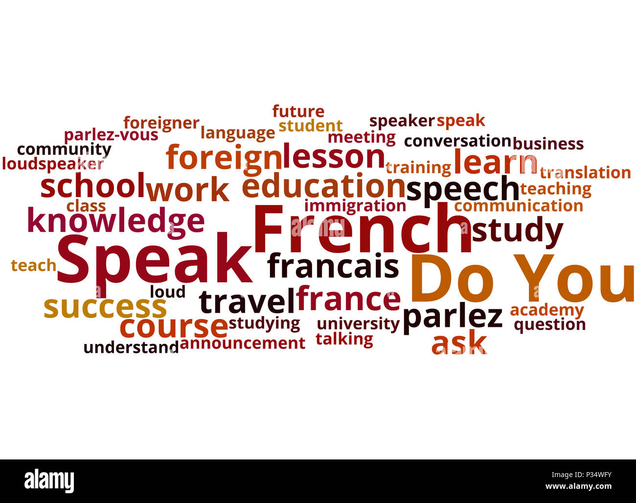 Do You Speak French, word cloud concept on white background. Stock Photo