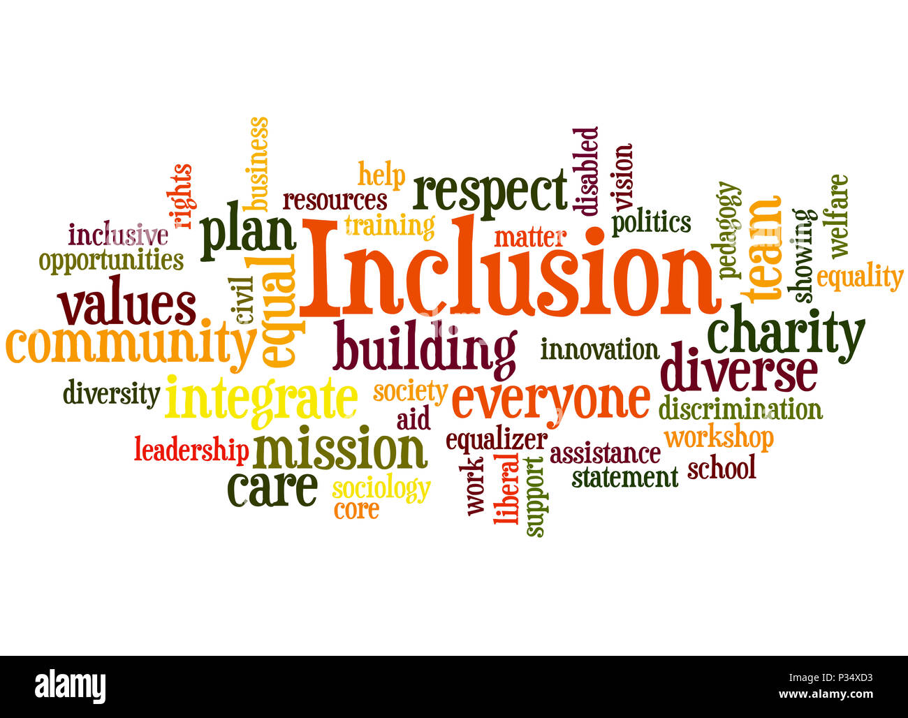 Inclusion, word cloud concept on white background Stock Photo - Alamy