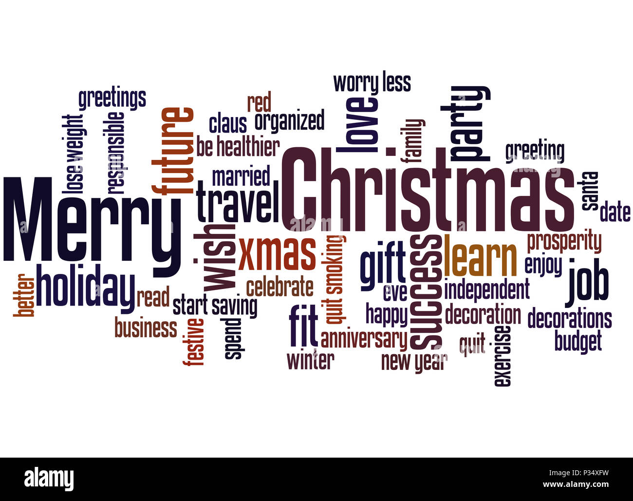 Merry Christmas word cloud concept on white background Stock Image