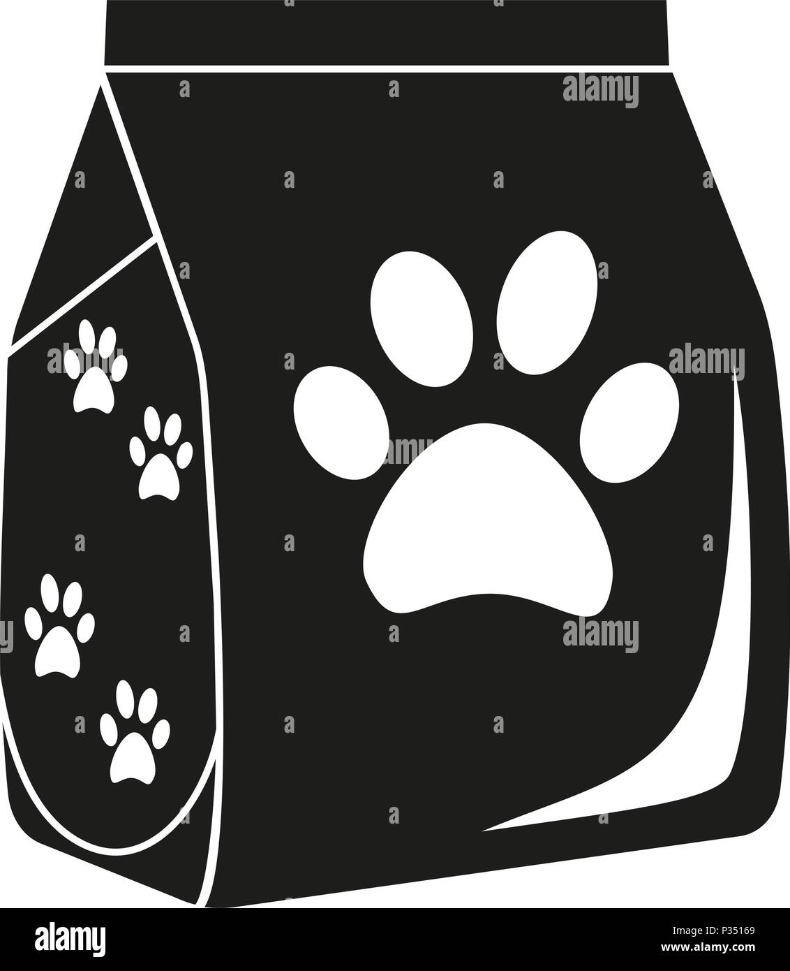 Black and white dry cat food bag silhouette Stock Vector