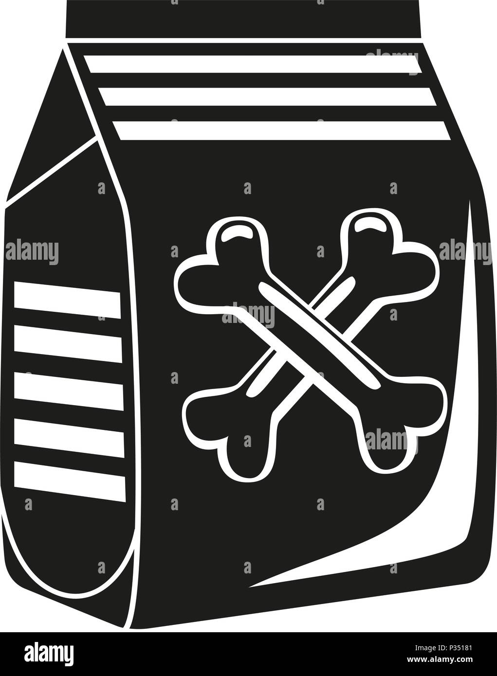 Black and white dry dog food bag silhouette Stock Vector