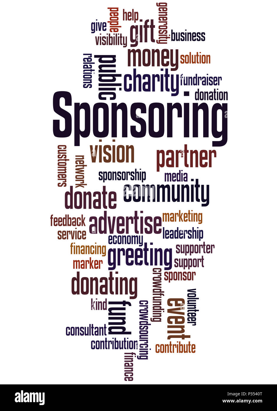 Sponsoring, word cloud concept on white background. Stock Photo