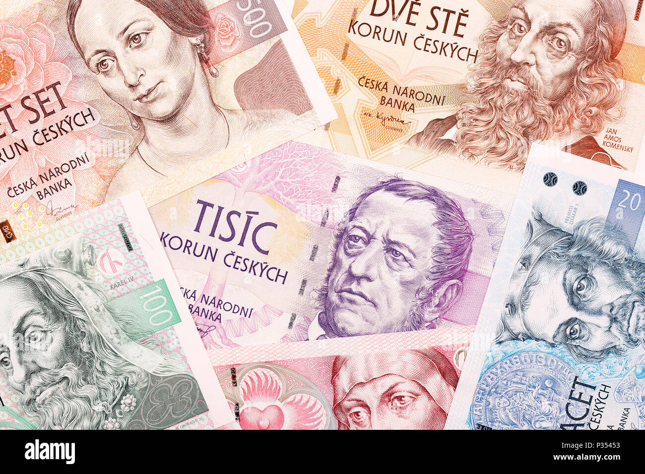 Czech money, a background Stock Photo