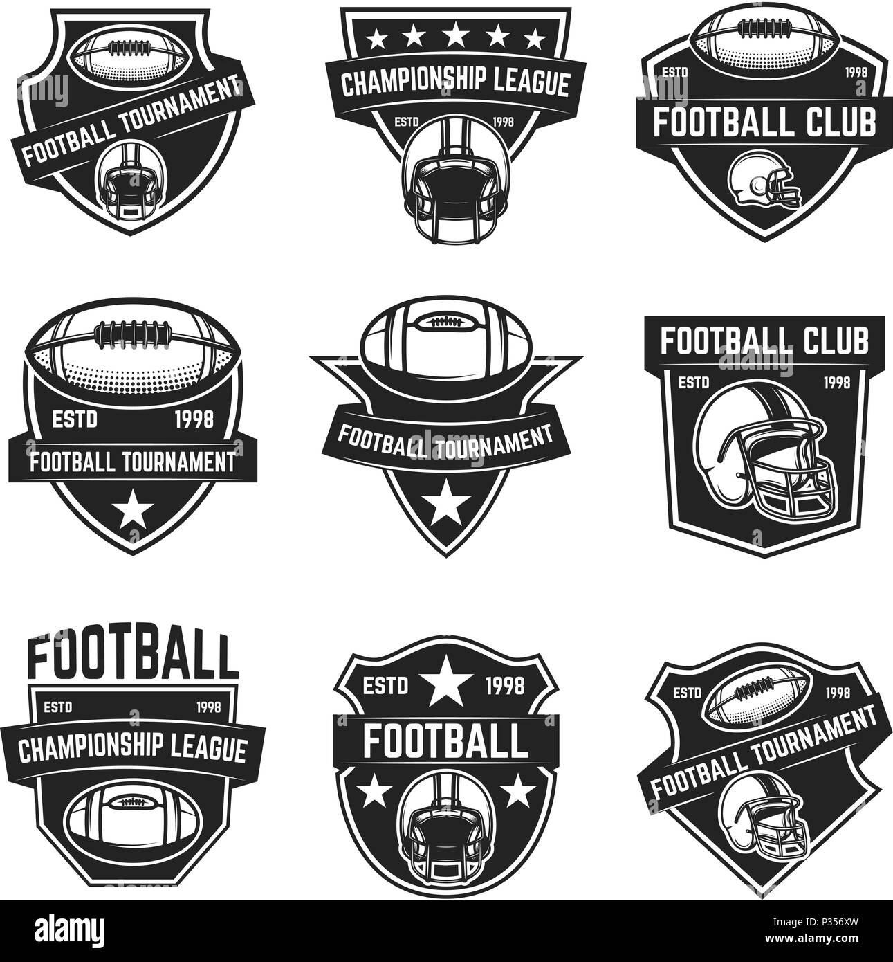 American football emblems. Design element for logo, label, sign. Vector