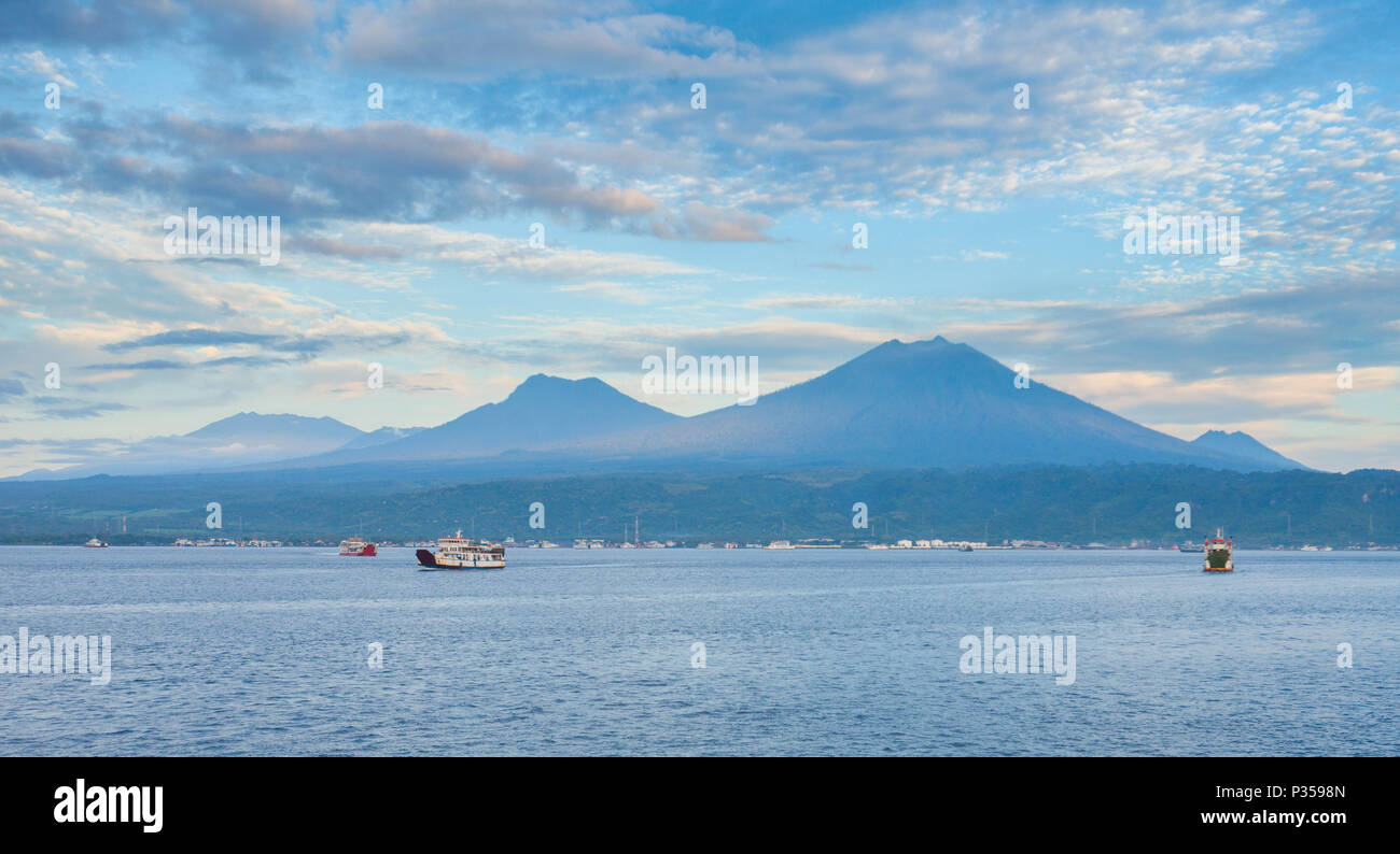 The Ijen, Raung, Kukusan volcanoes on Java, Indonesia Stock Photo