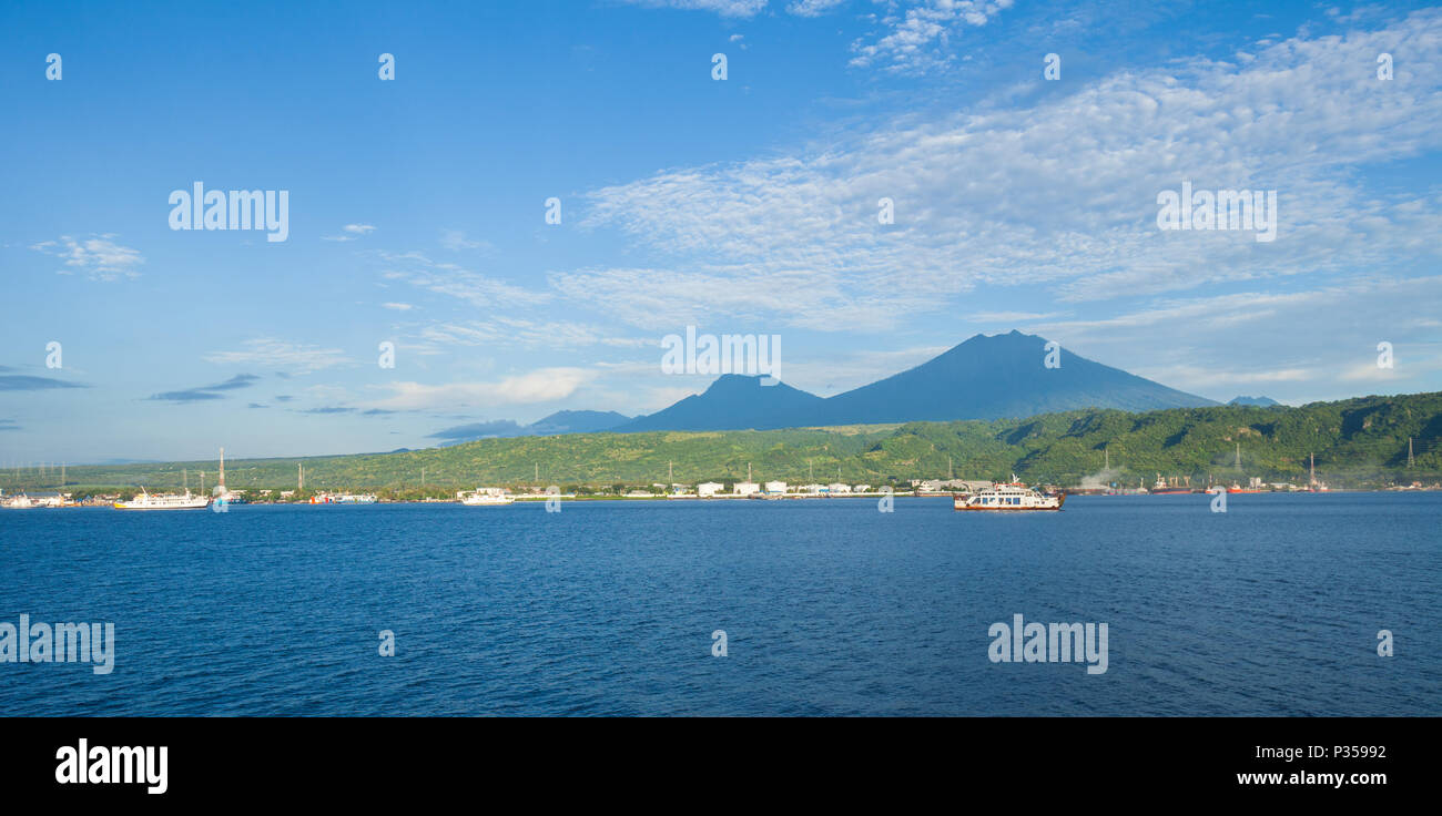 The Ijen, Raung, Kukusan volcanoes on Java, Indonesia Stock Photo