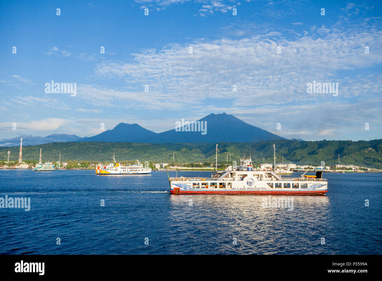 The Ijen, Raung, Kukusan volcanoes on Java, Indonesia Stock Photo