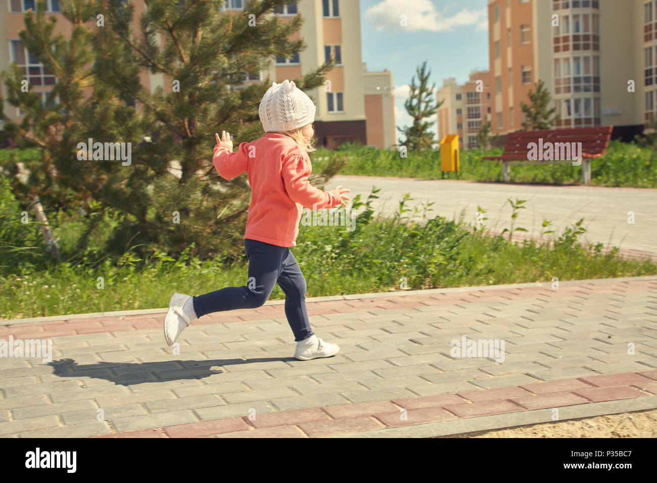 Little child running Stock Photo