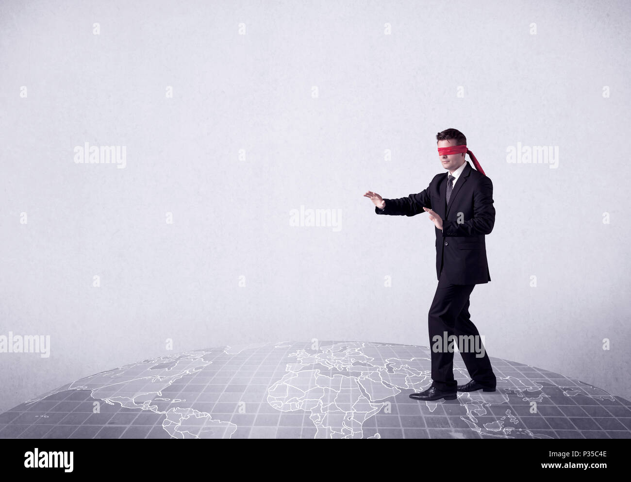 Blindfolded man point at screen 21243483 PNG
