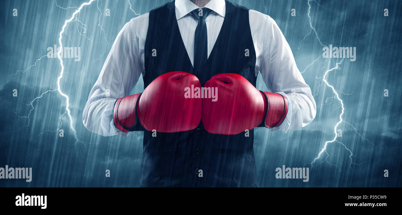 A dangerous sales person getting ready for a fight concept with red