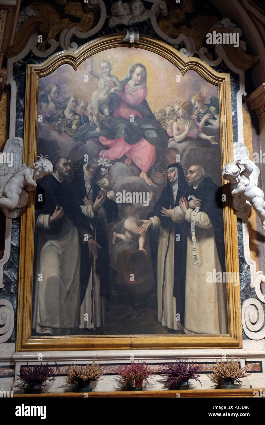 The Madonna worshiped by the St. Dominic, Catherine, Hyacinth, and