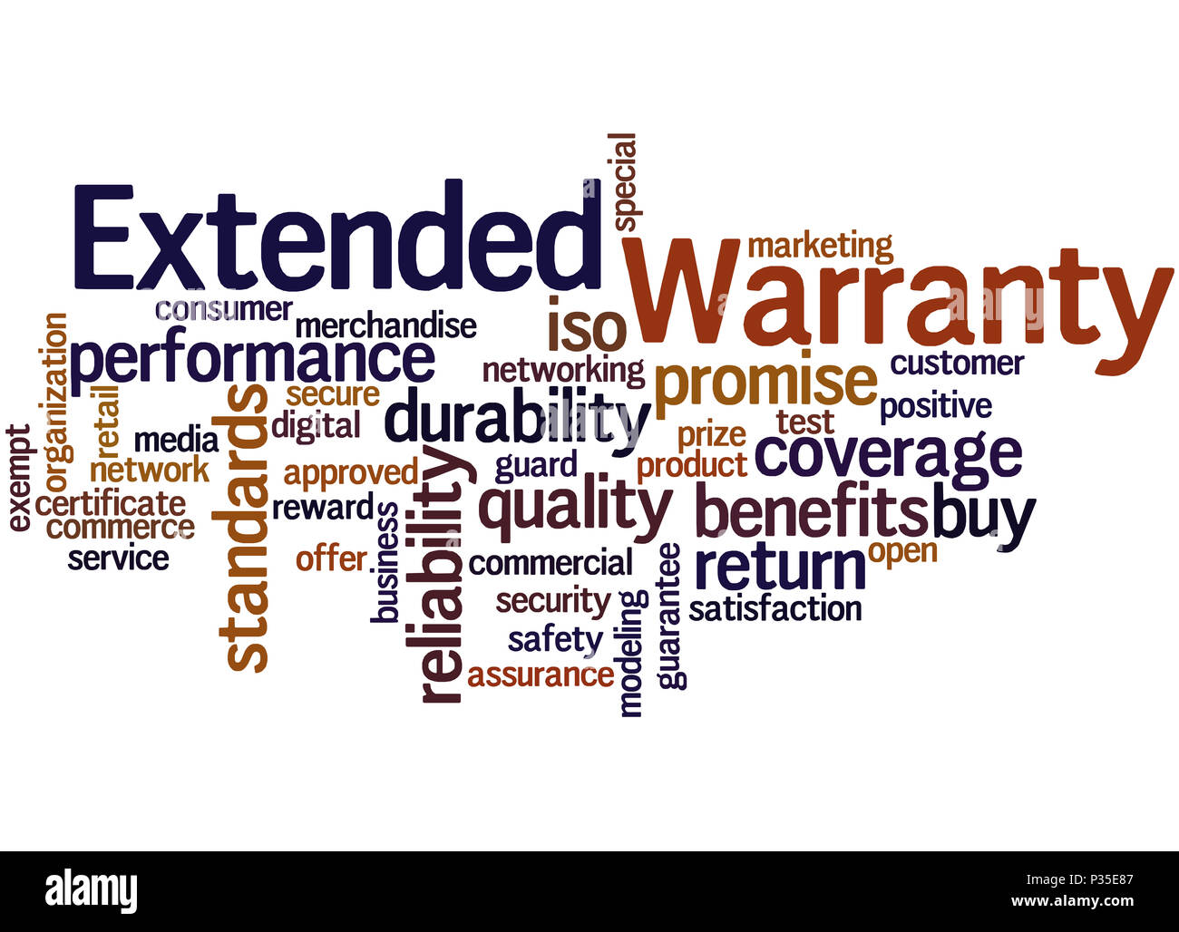 Extended Warranty, word cloud concept on white background Stock Photo