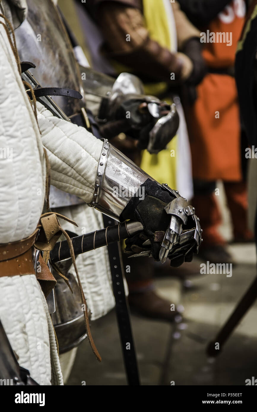 Medieval armor glove, detail of protection, ancient history Stock Photo