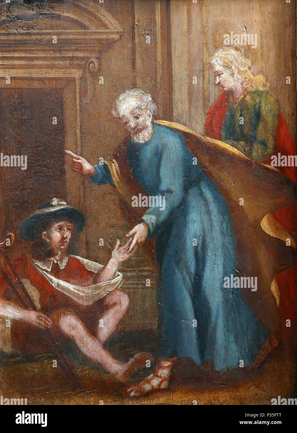 Scenes from the life of St. Peter, picture on a wardrobe in the sacristy of the church of the Immaculate Conception in Lepoglava, Croatia Stock Photo