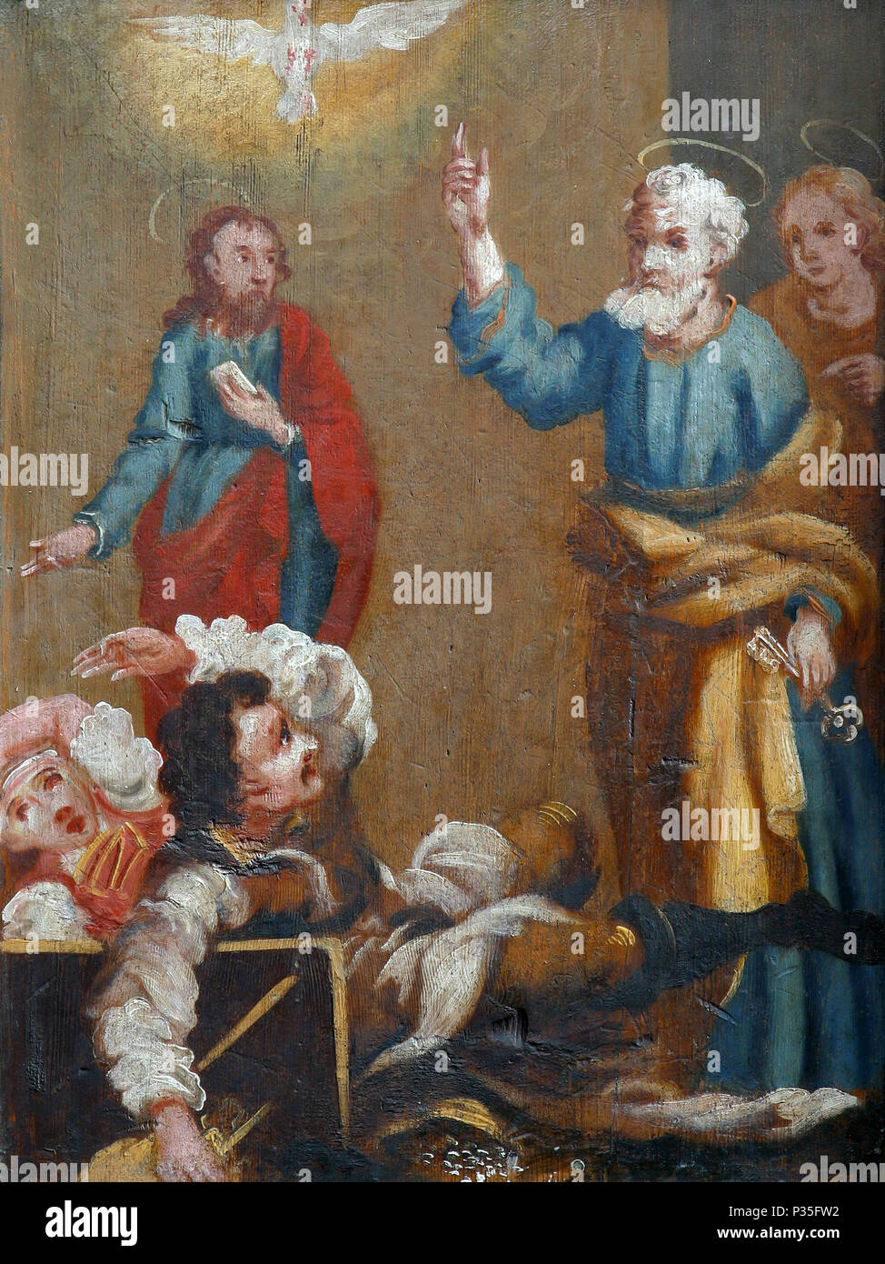 Scenes from the life of St. Peter, picture on a wardrobe in the sacristy of the church of the Immaculate Conception in Lepoglava, Croatia Stock Photo