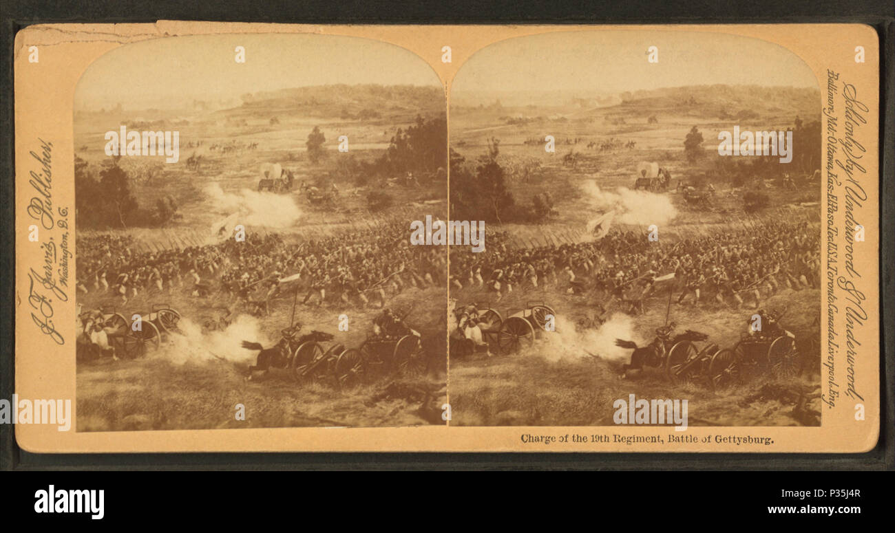 62 Charge of the 19th Regiment, battle of Gettysburg, from Robert N. Dennis collection of stereoscopic views Stock Photo