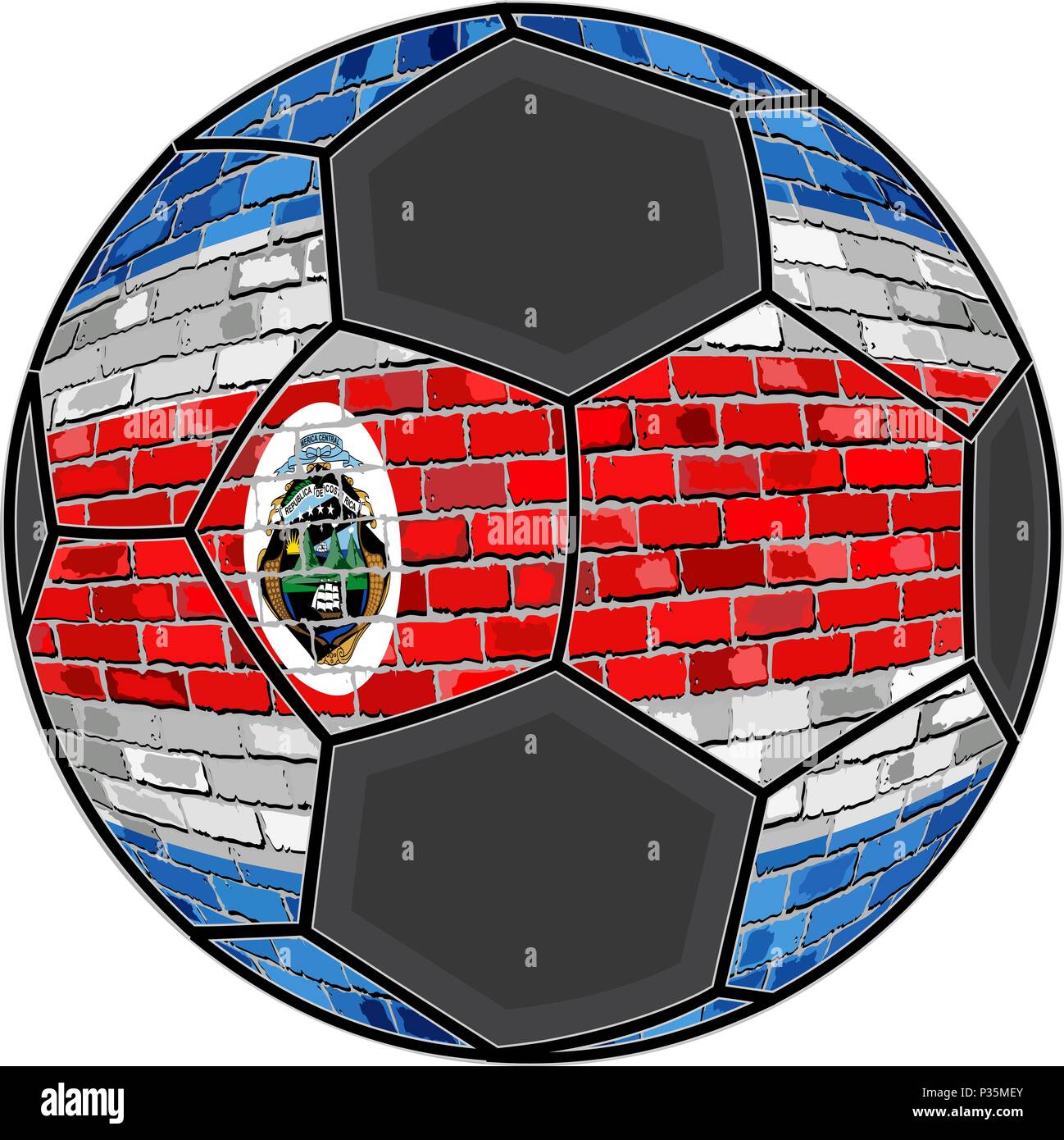 Costa Rica flag with soccer ball background Illustration, Soccer