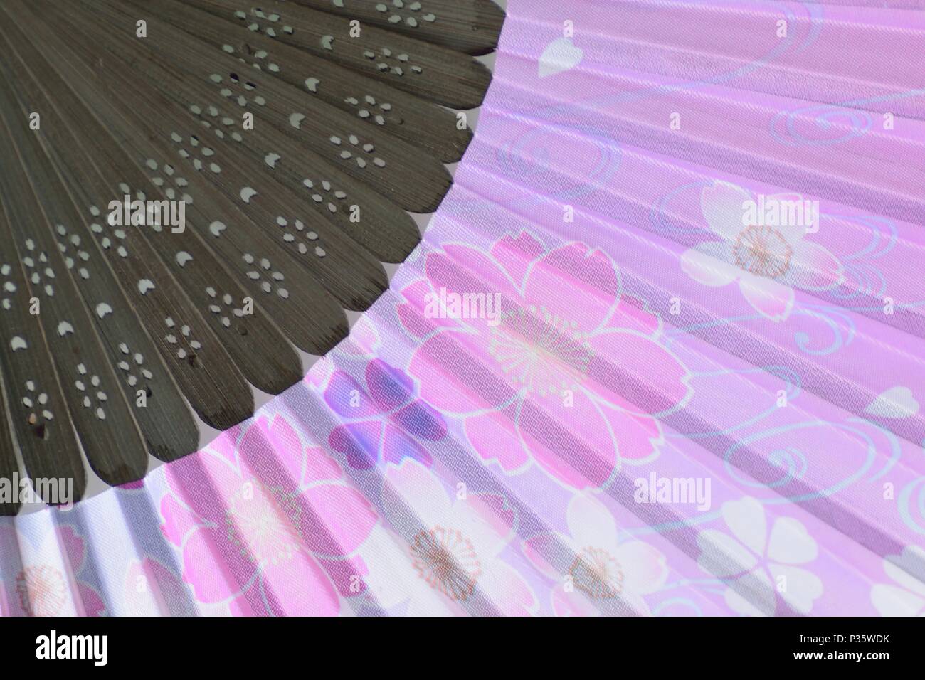 Macro background texture of Japanese paper fans Stock Photo