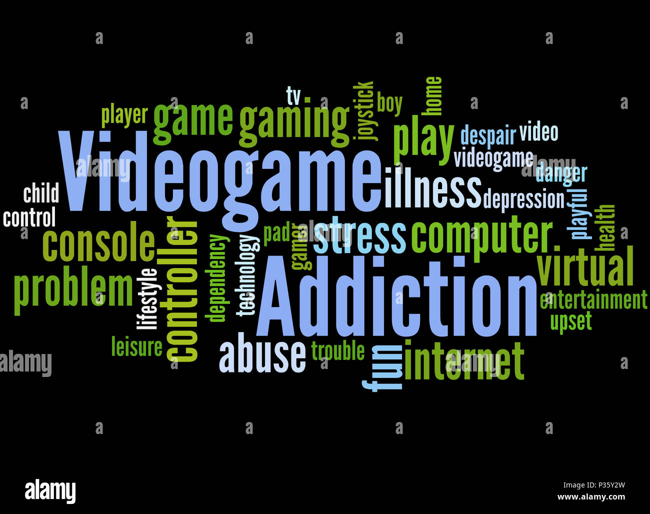 Videogame addiction, word cloud concept on black background Stock Photo -  Alamy