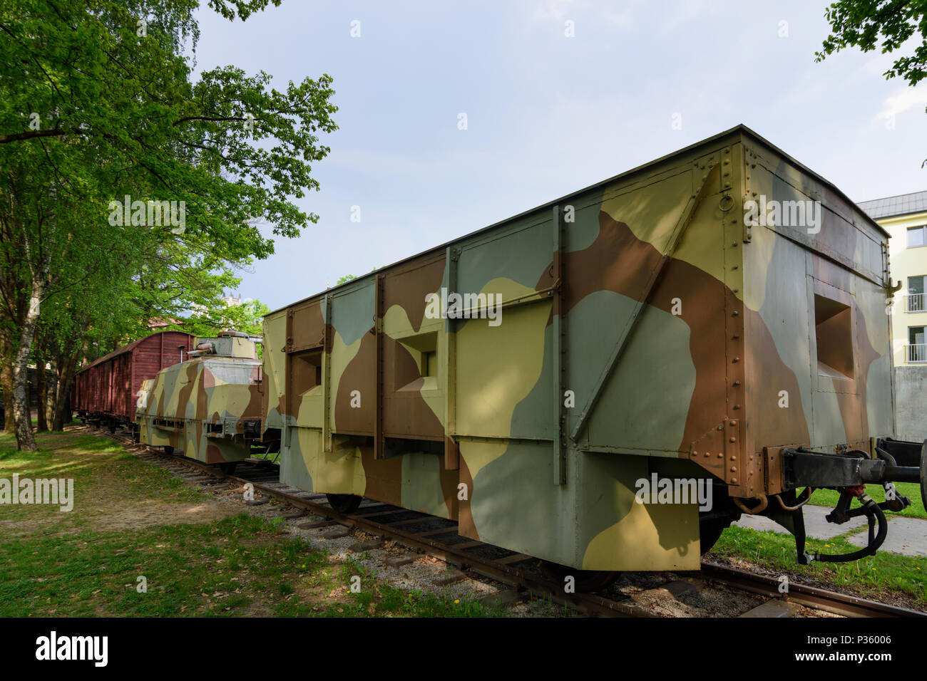 Banska Bystrica (Neusohl): museum at the Memorial of the Slovak National Uprising, open-air exhibition of World War II armored train in Slovakia, , Stock Photo