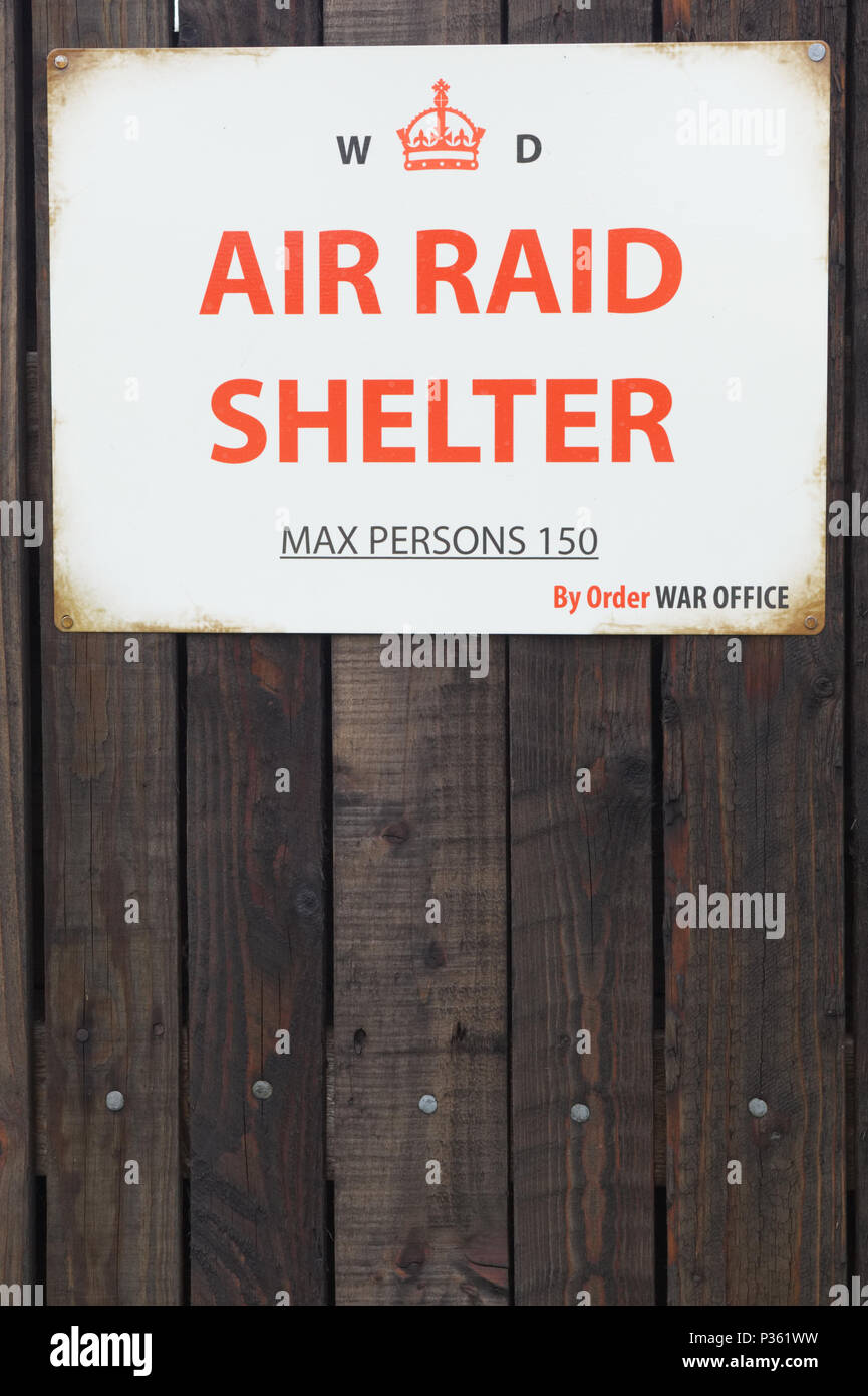 Air raid shelter by order war office max persons 150 Stock Photo