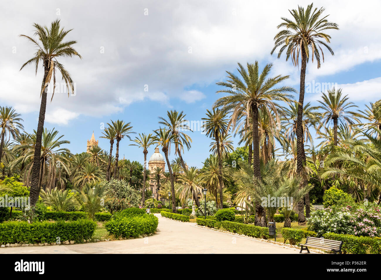 Villa Bonanno, the public garden in center of Palermo city, Sicily ...