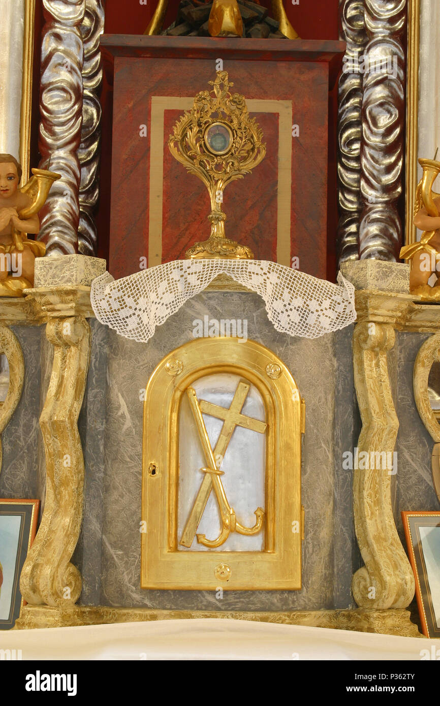 Tabernacle on the altar in Chapel of Saint Vitus in Komor Zacretski, Croatia Stock Photo