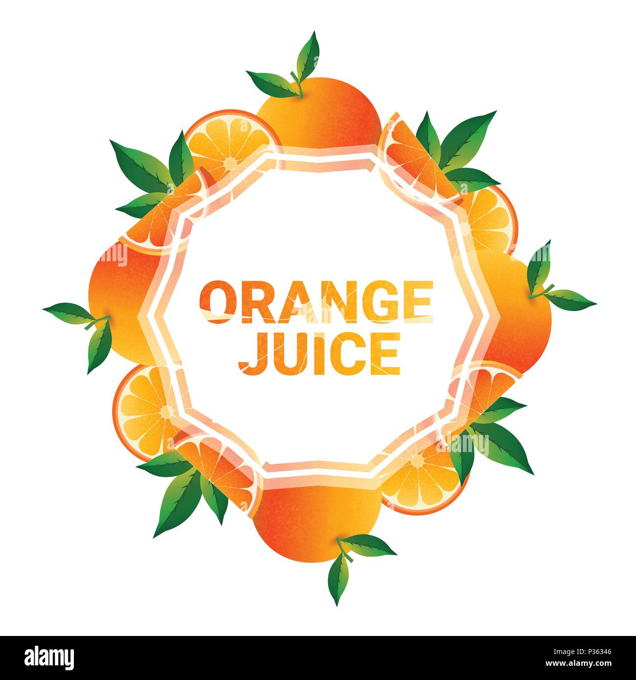 orange fruit colorful circle copy space organic over white pattern background Stock Vector