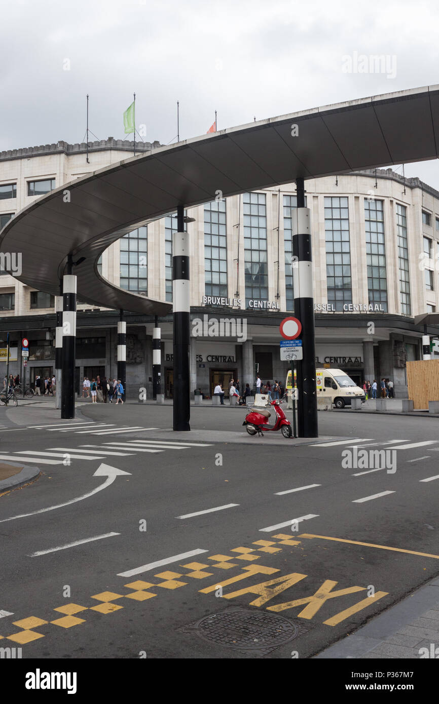 External view of the Central Station in  Brussels, Belgium Stock Photo