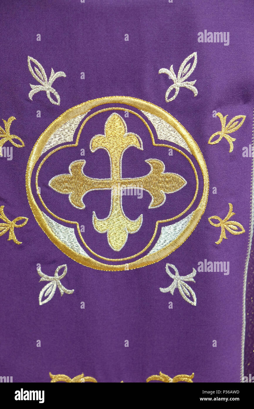 Cross, detail of church vestment made by the Sisters of Charity of
