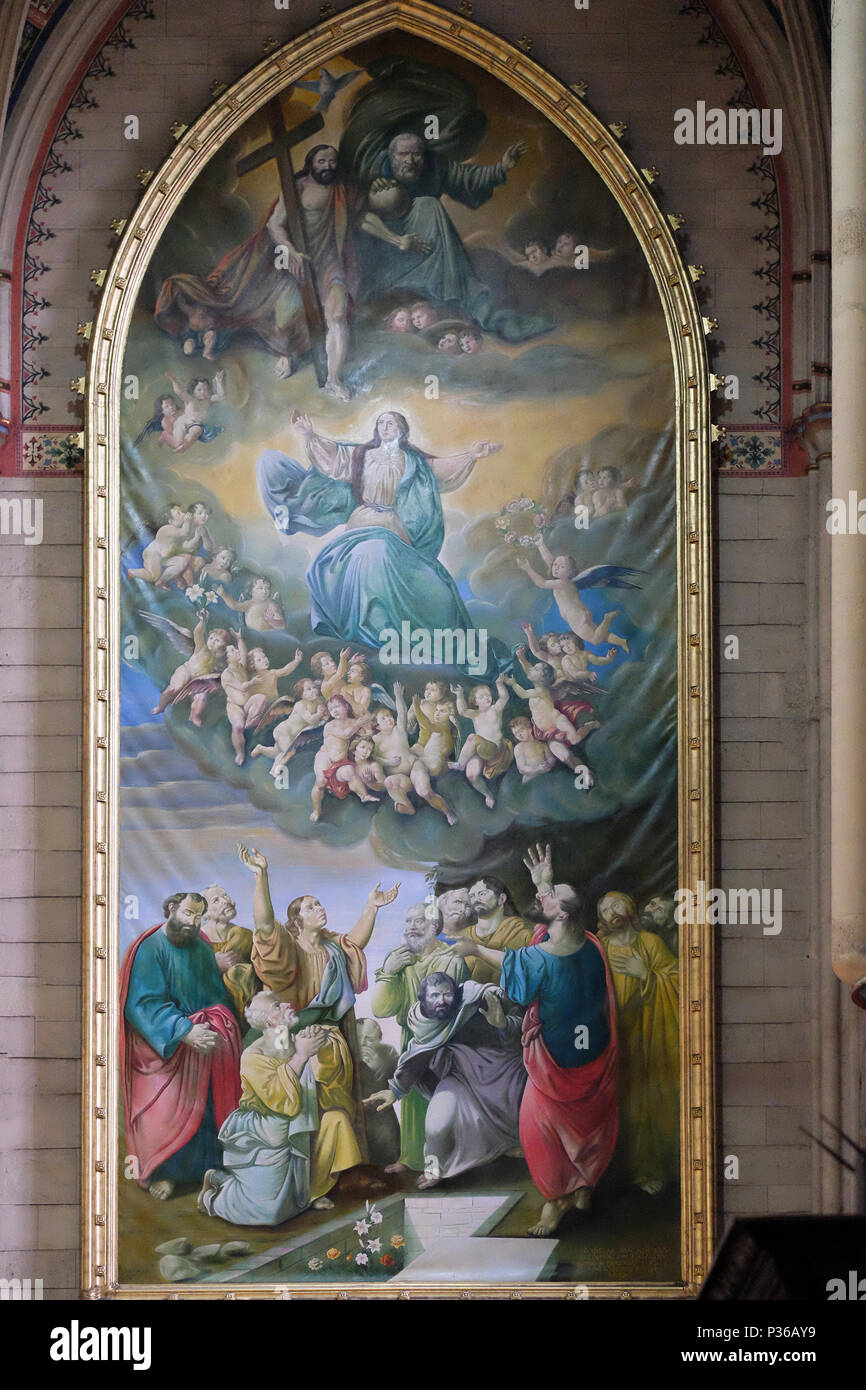 Assumption of the Blessed Virgin Mary, altarpiece in Zagreb cathedral Stock Photo