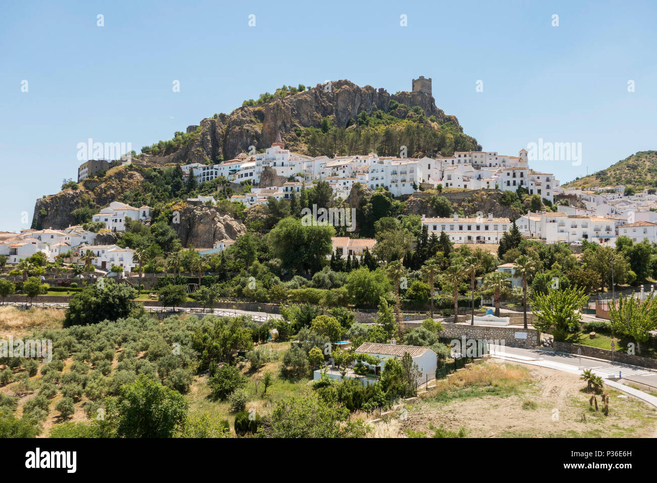 Andalusian village Zahara de la Sierra, in Sierra de Grazalema Natural ...