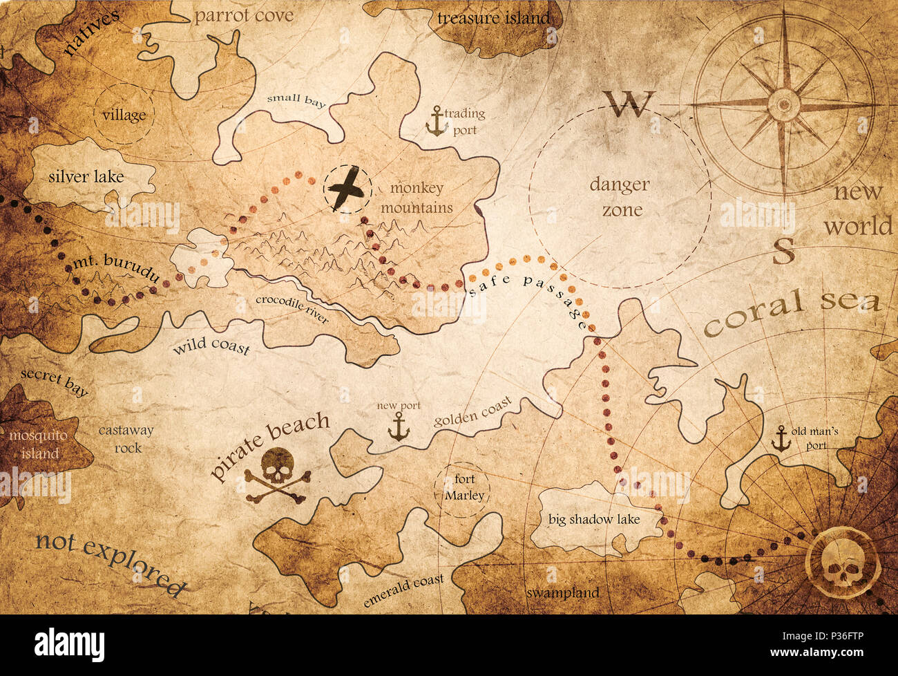 Treasure island map hi-res stock photography and images - Alamy