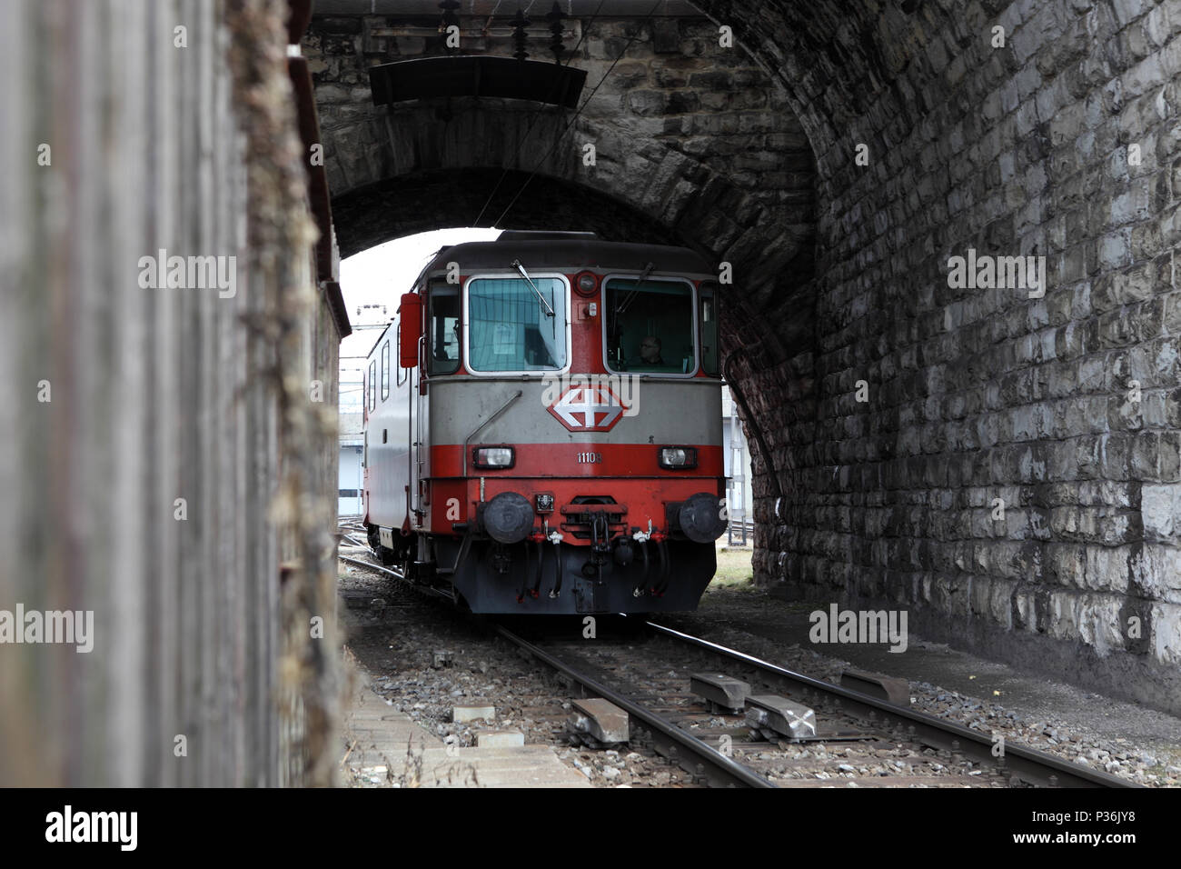 Zurich, Switzerland, railcar of the Swiss Federal Railways drives through a tunnel Stock Photo