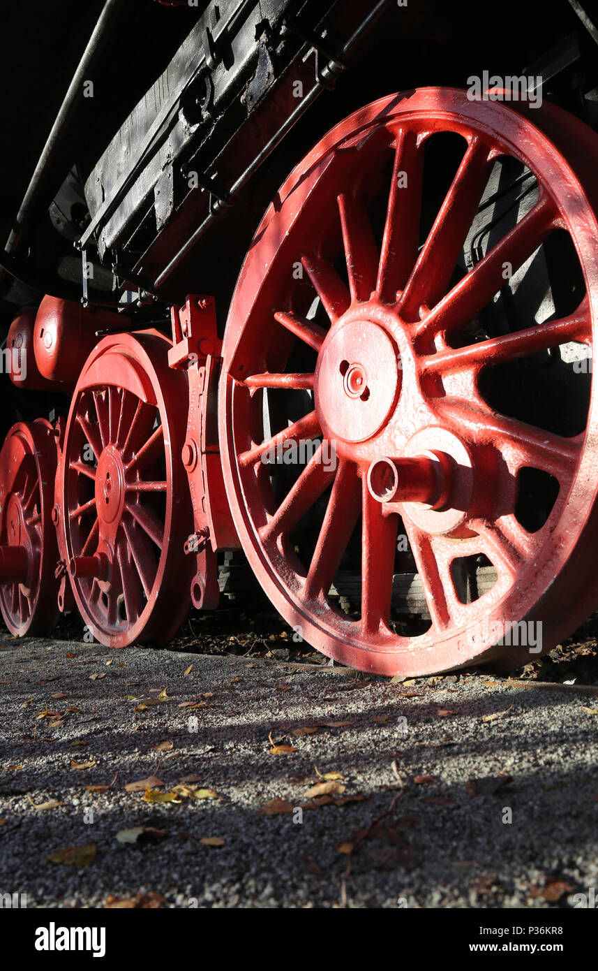 Berlin, Germany, wheels of a cargo locomotive class 50 Stock Photo