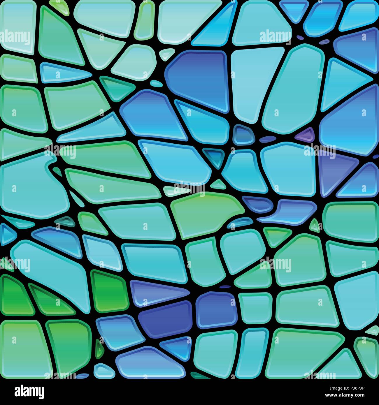 abstract vector stained-glass mosaic background - green and blue Stock ...
