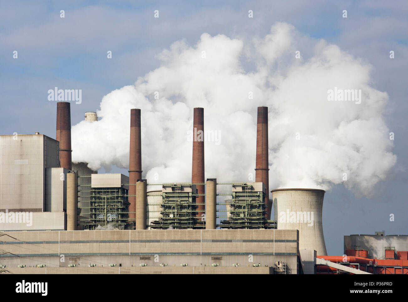 Detail shot of a large brown coal power station. Stock Photo