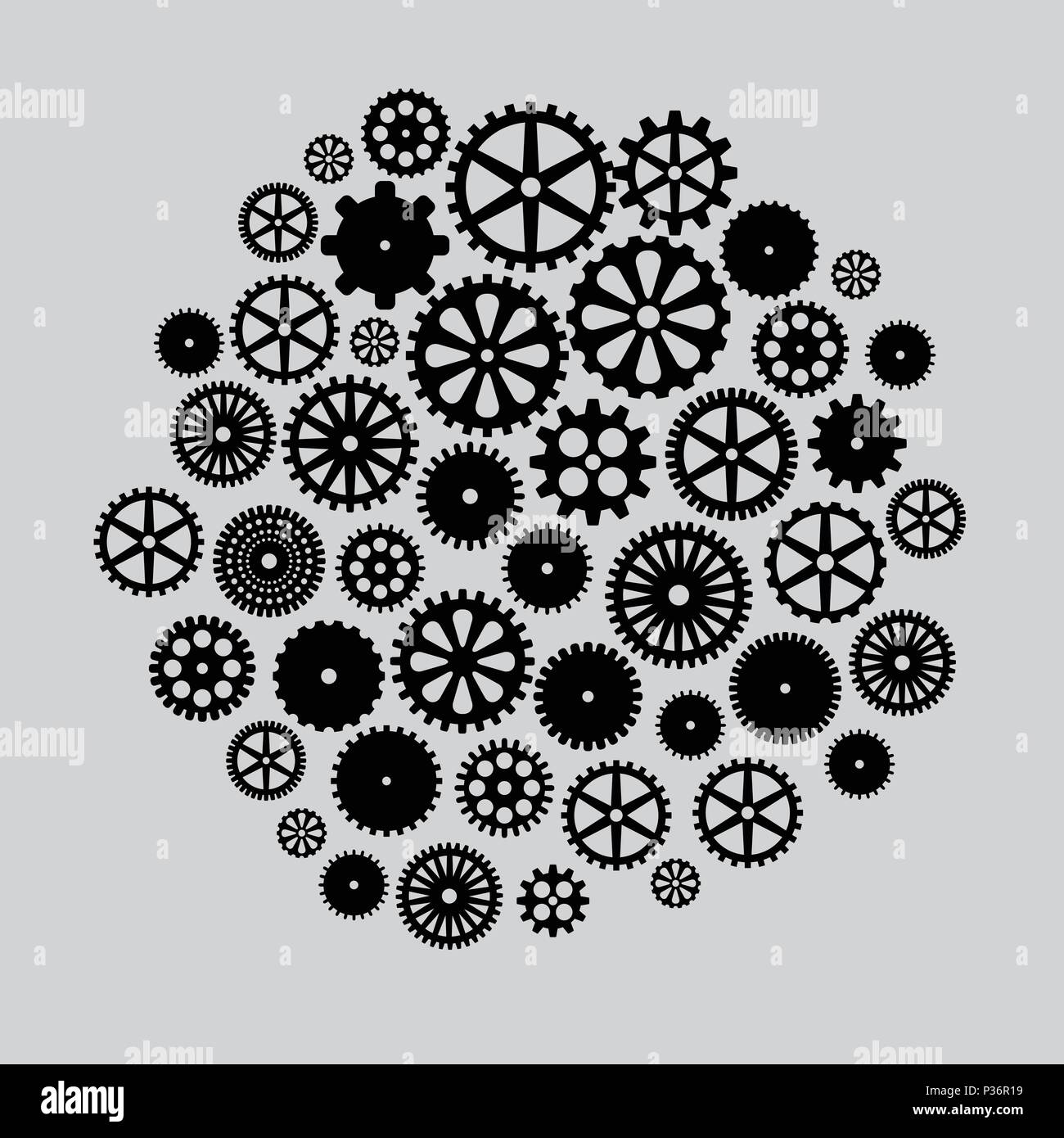 abstract vector black flat gears card Stock Vector Image & Art - Alamy
